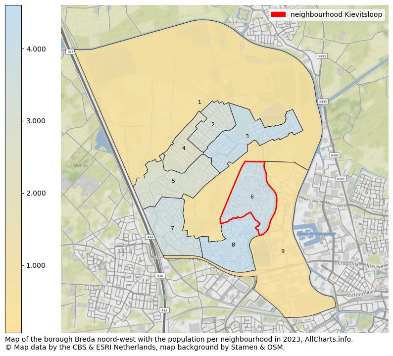 Map of the borough Breda noord-west with the population per neighbourhood in 2023. This page shows a lot of information about residents (such as the distribution by age groups, family composition, gender, native or Dutch with an immigration background, ...), homes (numbers, types, price development, use, type of property, ...) and more (car ownership, energy consumption, ...) based on open data from the Dutch Central Bureau of Statistics and various other sources!