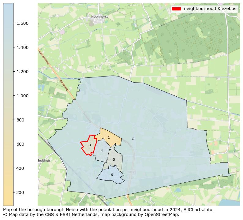 Image of the neighbourhood Kiezebos at the map. This image is used as introduction to this page. This page shows a lot of information about the population in the neighbourhood Kiezebos (such as the distribution by age groups of the residents, the composition of households, whether inhabitants are natives or Dutch with an immigration background, data about the houses (numbers, types, price development, use, type of property, ...) and more (car ownership, energy consumption, ...) based on open data from the Dutch Central Bureau of Statistics and various other sources!