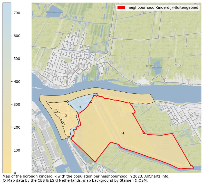 Map of the borough Kinderdijk with the population per neighbourhood in 2023. This page shows a lot of information about residents (such as the distribution by age groups, family composition, gender, native or Dutch with an immigration background, ...), homes (numbers, types, price development, use, type of property, ...) and more (car ownership, energy consumption, ...) based on open data from the Dutch Central Bureau of Statistics and various other sources!