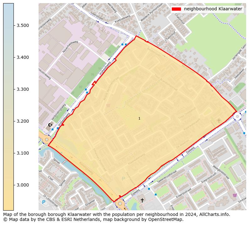 Image of the neighbourhood Klaarwater at the map. This image is used as introduction to this page. This page shows a lot of information about the population in the neighbourhood Klaarwater (such as the distribution by age groups of the residents, the composition of households, whether inhabitants are natives or Dutch with an immigration background, data about the houses (numbers, types, price development, use, type of property, ...) and more (car ownership, energy consumption, ...) based on open data from the Dutch Central Bureau of Statistics and various other sources!