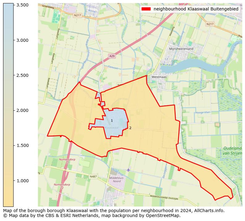 Image of the neighbourhood Klaaswaal Buitengebied at the map. This image is used as introduction to this page. This page shows a lot of information about the population in the neighbourhood Klaaswaal Buitengebied (such as the distribution by age groups of the residents, the composition of households, whether inhabitants are natives or Dutch with an immigration background, data about the houses (numbers, types, price development, use, type of property, ...) and more (car ownership, energy consumption, ...) based on open data from the Dutch Central Bureau of Statistics and various other sources!