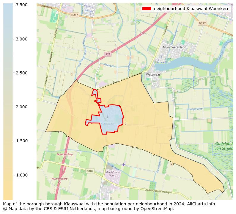 Image of the neighbourhood Klaaswaal Woonkern at the map. This image is used as introduction to this page. This page shows a lot of information about the population in the neighbourhood Klaaswaal Woonkern (such as the distribution by age groups of the residents, the composition of households, whether inhabitants are natives or Dutch with an immigration background, data about the houses (numbers, types, price development, use, type of property, ...) and more (car ownership, energy consumption, ...) based on open data from the Dutch Central Bureau of Statistics and various other sources!