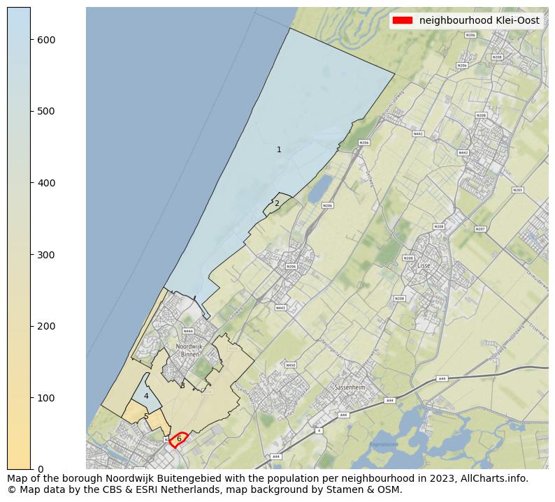 Map of the borough Noordwijk Buitengebied with the population per neighbourhood in 2023. This page shows a lot of information about residents (such as the distribution by age groups, family composition, gender, native or Dutch with an immigration background, ...), homes (numbers, types, price development, use, type of property, ...) and more (car ownership, energy consumption, ...) based on open data from the Dutch Central Bureau of Statistics and various other sources!