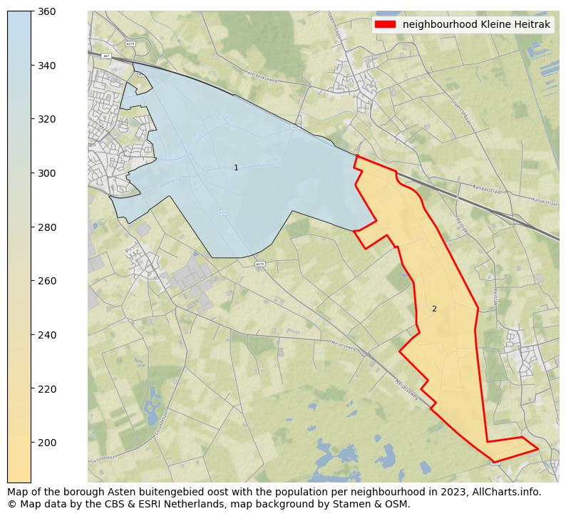 Map of the borough Asten buitengebied oost with the population per neighbourhood in 2023. This page shows a lot of information about residents (such as the distribution by age groups, family composition, gender, native or Dutch with an immigration background, ...), homes (numbers, types, price development, use, type of property, ...) and more (car ownership, energy consumption, ...) based on open data from the Dutch Central Bureau of Statistics and various other sources!