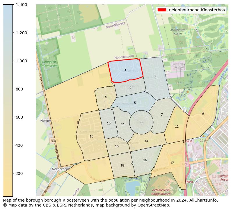 Image of the neighbourhood Kloosterbos at the map. This image is used as introduction to this page. This page shows a lot of information about the population in the neighbourhood Kloosterbos (such as the distribution by age groups of the residents, the composition of households, whether inhabitants are natives or Dutch with an immigration background, data about the houses (numbers, types, price development, use, type of property, ...) and more (car ownership, energy consumption, ...) based on open data from the Dutch Central Bureau of Statistics and various other sources!