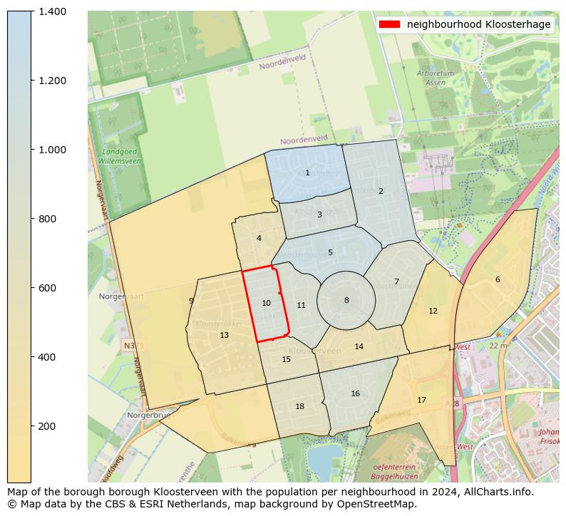 Image of the neighbourhood Kloosterhage at the map. This image is used as introduction to this page. This page shows a lot of information about the population in the neighbourhood Kloosterhage (such as the distribution by age groups of the residents, the composition of households, whether inhabitants are natives or Dutch with an immigration background, data about the houses (numbers, types, price development, use, type of property, ...) and more (car ownership, energy consumption, ...) based on open data from the Dutch Central Bureau of Statistics and various other sources!