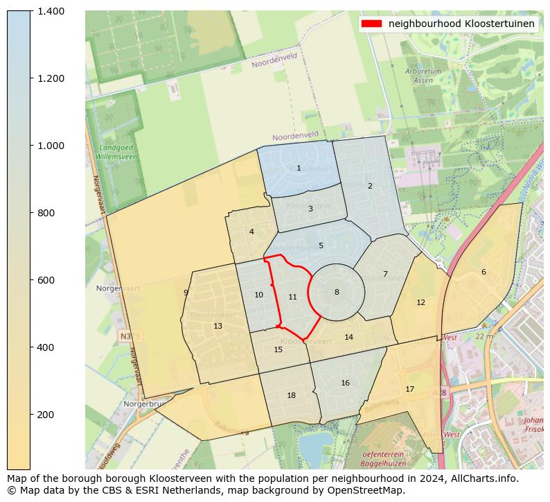 Image of the neighbourhood Kloostertuinen at the map. This image is used as introduction to this page. This page shows a lot of information about the population in the neighbourhood Kloostertuinen (such as the distribution by age groups of the residents, the composition of households, whether inhabitants are natives or Dutch with an immigration background, data about the houses (numbers, types, price development, use, type of property, ...) and more (car ownership, energy consumption, ...) based on open data from the Dutch Central Bureau of Statistics and various other sources!