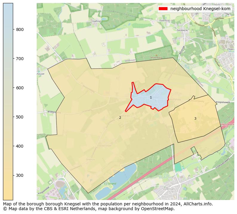 Image of the neighbourhood Knegsel-kom at the map. This image is used as introduction to this page. This page shows a lot of information about the population in the neighbourhood Knegsel-kom (such as the distribution by age groups of the residents, the composition of households, whether inhabitants are natives or Dutch with an immigration background, data about the houses (numbers, types, price development, use, type of property, ...) and more (car ownership, energy consumption, ...) based on open data from the Dutch Central Bureau of Statistics and various other sources!