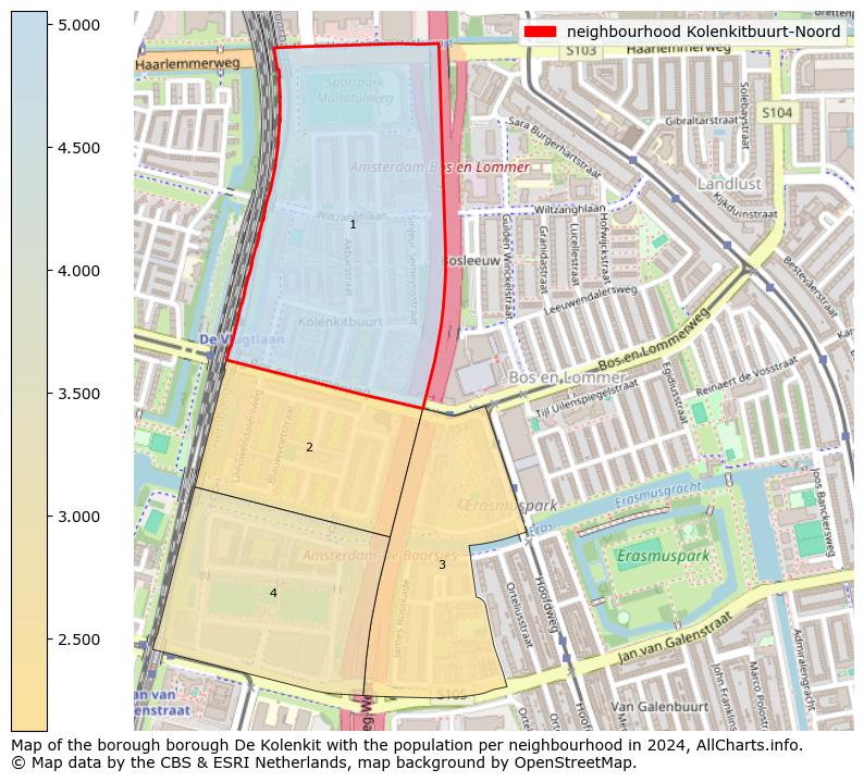 Image of the neighbourhood Kolenkitbuurt-Noord at the map. This image is used as introduction to this page. This page shows a lot of information about the population in the neighbourhood Kolenkitbuurt-Noord (such as the distribution by age groups of the residents, the composition of households, whether inhabitants are natives or Dutch with an immigration background, data about the houses (numbers, types, price development, use, type of property, ...) and more (car ownership, energy consumption, ...) based on open data from the Dutch Central Bureau of Statistics and various other sources!