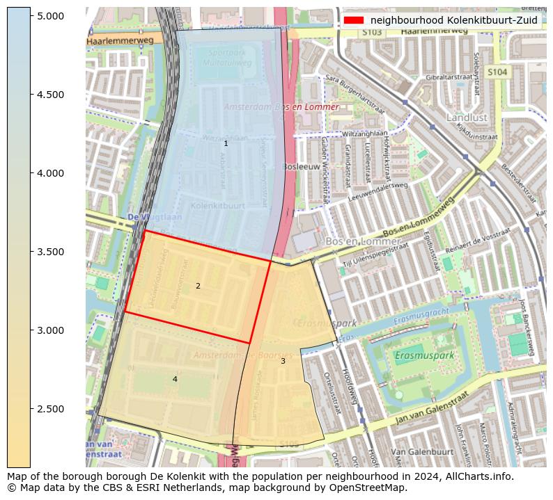 Image of the neighbourhood Kolenkitbuurt-Zuid at the map. This image is used as introduction to this page. This page shows a lot of information about the population in the neighbourhood Kolenkitbuurt-Zuid (such as the distribution by age groups of the residents, the composition of households, whether inhabitants are natives or Dutch with an immigration background, data about the houses (numbers, types, price development, use, type of property, ...) and more (car ownership, energy consumption, ...) based on open data from the Dutch Central Bureau of Statistics and various other sources!