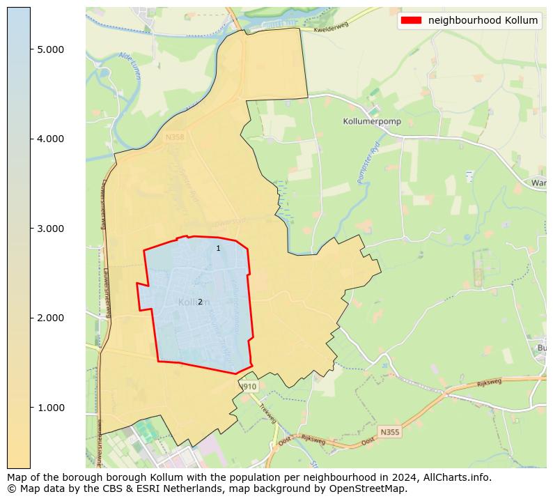 Image of the neighbourhood Kollum at the map. This image is used as introduction to this page. This page shows a lot of information about the population in the neighbourhood Kollum (such as the distribution by age groups of the residents, the composition of households, whether inhabitants are natives or Dutch with an immigration background, data about the houses (numbers, types, price development, use, type of property, ...) and more (car ownership, energy consumption, ...) based on open data from the Dutch Central Bureau of Statistics and various other sources!