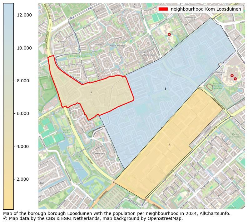 Image of the neighbourhood Kom Loosduinen at the map. This image is used as introduction to this page. This page shows a lot of information about the population in the neighbourhood Kom Loosduinen (such as the distribution by age groups of the residents, the composition of households, whether inhabitants are natives or Dutch with an immigration background, data about the houses (numbers, types, price development, use, type of property, ...) and more (car ownership, energy consumption, ...) based on open data from the Dutch Central Bureau of Statistics and various other sources!