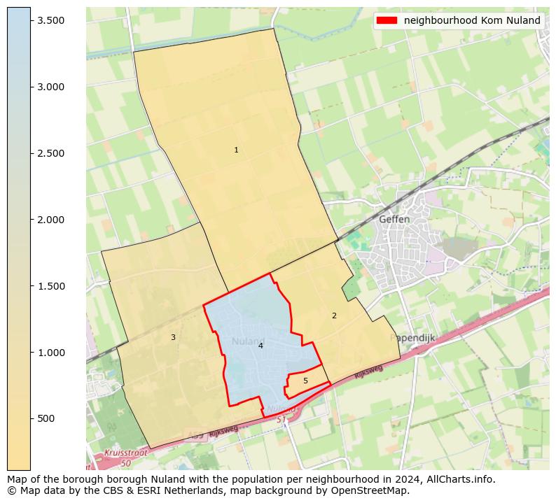 Image of the neighbourhood Kom Nuland at the map. This image is used as introduction to this page. This page shows a lot of information about the population in the neighbourhood Kom Nuland (such as the distribution by age groups of the residents, the composition of households, whether inhabitants are natives or Dutch with an immigration background, data about the houses (numbers, types, price development, use, type of property, ...) and more (car ownership, energy consumption, ...) based on open data from the Dutch Central Bureau of Statistics and various other sources!