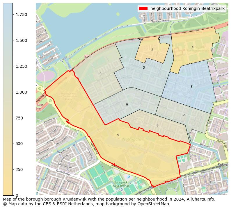 Image of the neighbourhood Koningin Beatrixpark at the map. This image is used as introduction to this page. This page shows a lot of information about the population in the neighbourhood Koningin Beatrixpark (such as the distribution by age groups of the residents, the composition of households, whether inhabitants are natives or Dutch with an immigration background, data about the houses (numbers, types, price development, use, type of property, ...) and more (car ownership, energy consumption, ...) based on open data from the Dutch Central Bureau of Statistics and various other sources!