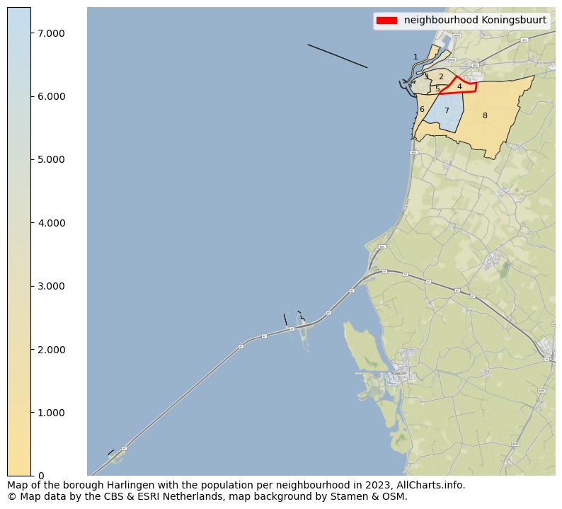 Map of the borough Harlingen with the population per neighbourhood in 2023. This page shows a lot of information about residents (such as the distribution by age groups, family composition, gender, native or Dutch with an immigration background, ...), homes (numbers, types, price development, use, type of property, ...) and more (car ownership, energy consumption, ...) based on open data from the Dutch Central Bureau of Statistics and various other sources!