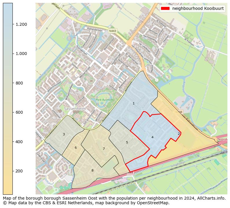 Image of the neighbourhood Kooibuurt at the map. This image is used as introduction to this page. This page shows a lot of information about the population in the neighbourhood Kooibuurt (such as the distribution by age groups of the residents, the composition of households, whether inhabitants are natives or Dutch with an immigration background, data about the houses (numbers, types, price development, use, type of property, ...) and more (car ownership, energy consumption, ...) based on open data from the Dutch Central Bureau of Statistics and various other sources!