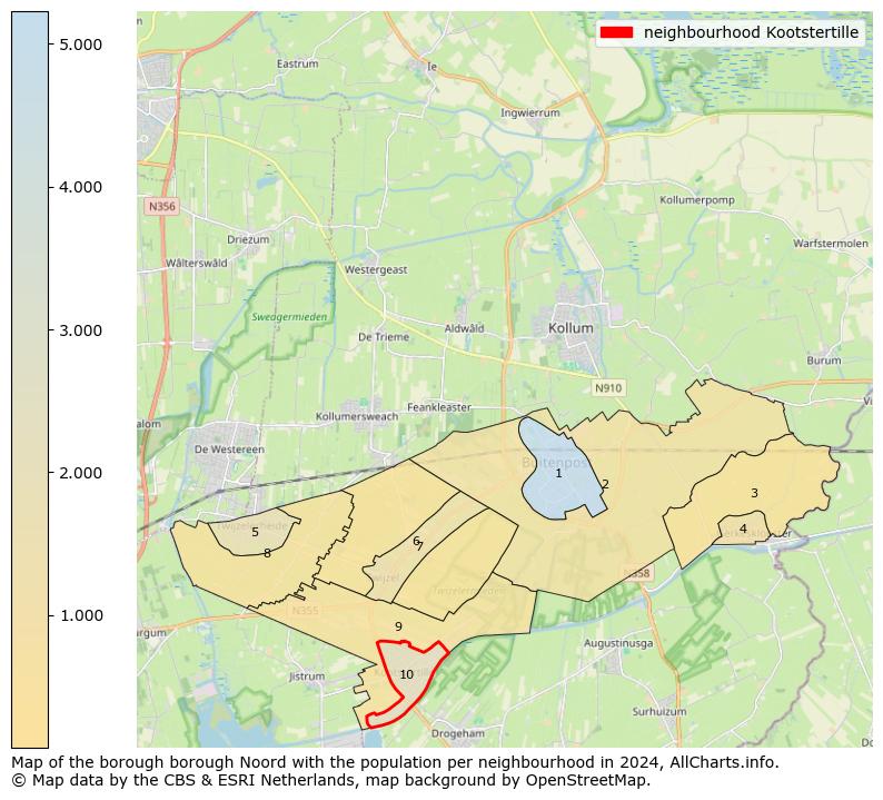 Image of the neighbourhood Kootstertille at the map. This image is used as introduction to this page. This page shows a lot of information about the population in the neighbourhood Kootstertille (such as the distribution by age groups of the residents, the composition of households, whether inhabitants are natives or Dutch with an immigration background, data about the houses (numbers, types, price development, use, type of property, ...) and more (car ownership, energy consumption, ...) based on open data from the Dutch Central Bureau of Statistics and various other sources!