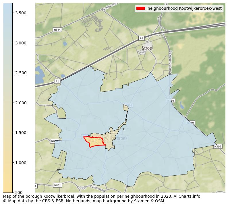 Map of the borough Kootwijkerbroek with the population per neighbourhood in 2023. This page shows a lot of information about residents (such as the distribution by age groups, family composition, gender, native or Dutch with an immigration background, ...), homes (numbers, types, price development, use, type of property, ...) and more (car ownership, energy consumption, ...) based on open data from the Dutch Central Bureau of Statistics and various other sources!