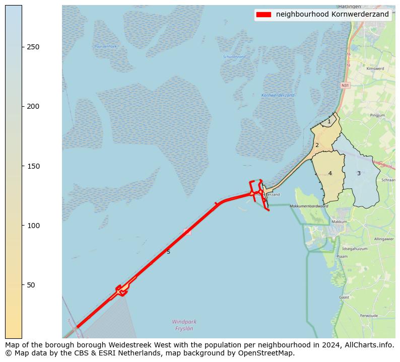 Image of the neighbourhood Kornwerderzand at the map. This image is used as introduction to this page. This page shows a lot of information about the population in the neighbourhood Kornwerderzand (such as the distribution by age groups of the residents, the composition of households, whether inhabitants are natives or Dutch with an immigration background, data about the houses (numbers, types, price development, use, type of property, ...) and more (car ownership, energy consumption, ...) based on open data from the Dutch Central Bureau of Statistics and various other sources!