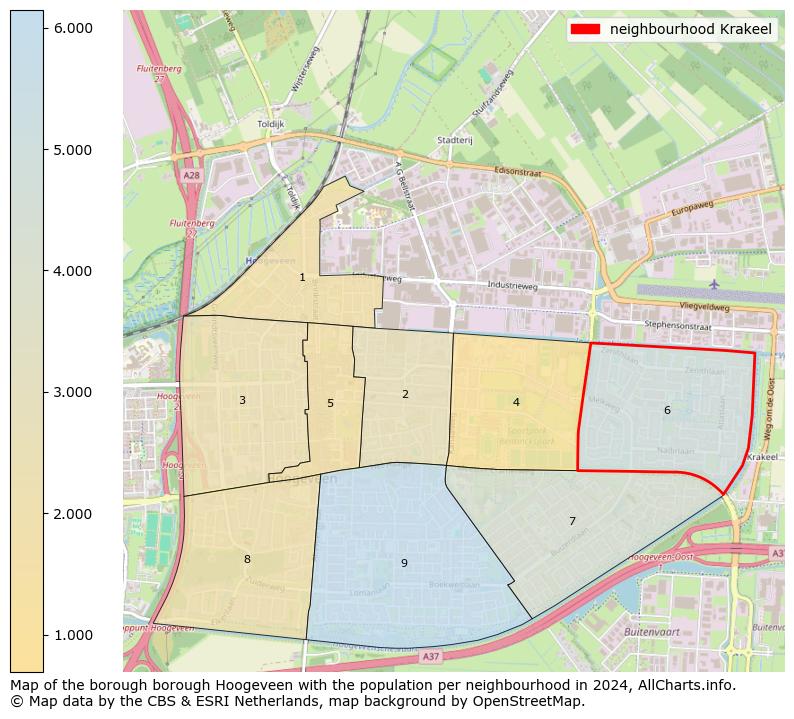 Image of the neighbourhood Krakeel at the map. This image is used as introduction to this page. This page shows a lot of information about the population in the neighbourhood Krakeel (such as the distribution by age groups of the residents, the composition of households, whether inhabitants are natives or Dutch with an immigration background, data about the houses (numbers, types, price development, use, type of property, ...) and more (car ownership, energy consumption, ...) based on open data from the Dutch Central Bureau of Statistics and various other sources!