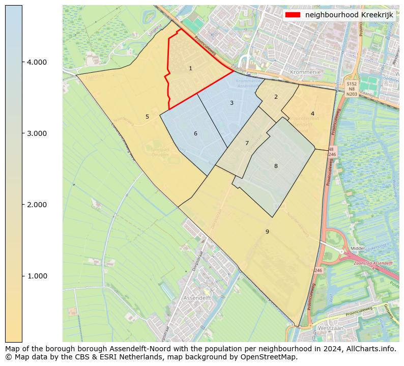 Image of the neighbourhood Kreekrijk at the map. This image is used as introduction to this page. This page shows a lot of information about the population in the neighbourhood Kreekrijk (such as the distribution by age groups of the residents, the composition of households, whether inhabitants are natives or Dutch with an immigration background, data about the houses (numbers, types, price development, use, type of property, ...) and more (car ownership, energy consumption, ...) based on open data from the Dutch Central Bureau of Statistics and various other sources!