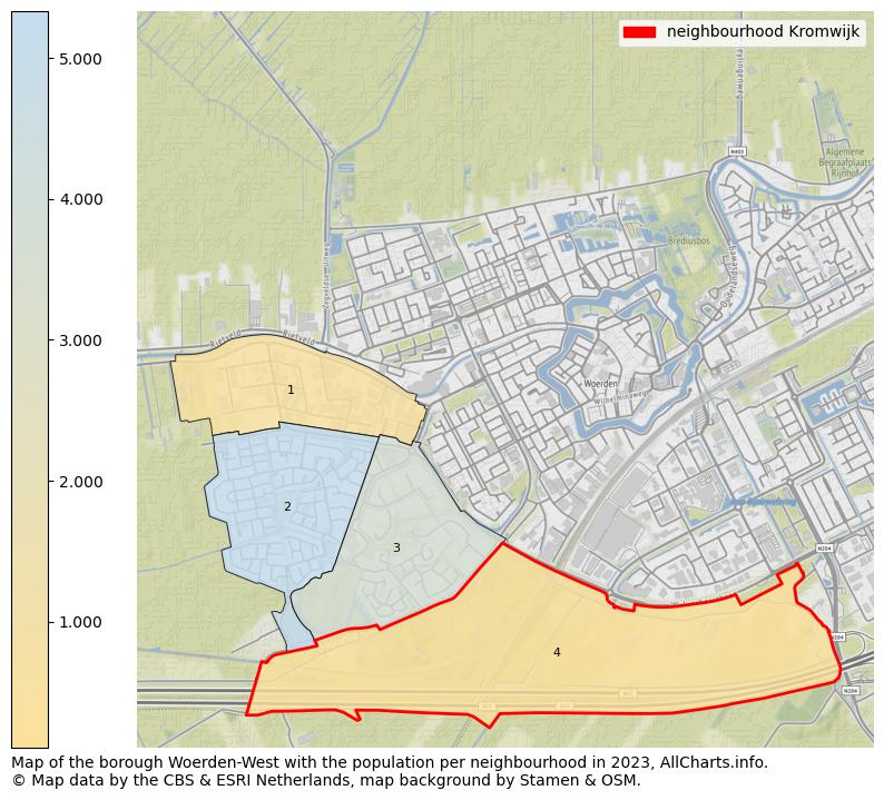 Map of the borough Woerden-West with the population per neighbourhood in 2023. This page shows a lot of information about residents (such as the distribution by age groups, family composition, gender, native or Dutch with an immigration background, ...), homes (numbers, types, price development, use, type of property, ...) and more (car ownership, energy consumption, ...) based on open data from the Dutch Central Bureau of Statistics and various other sources!