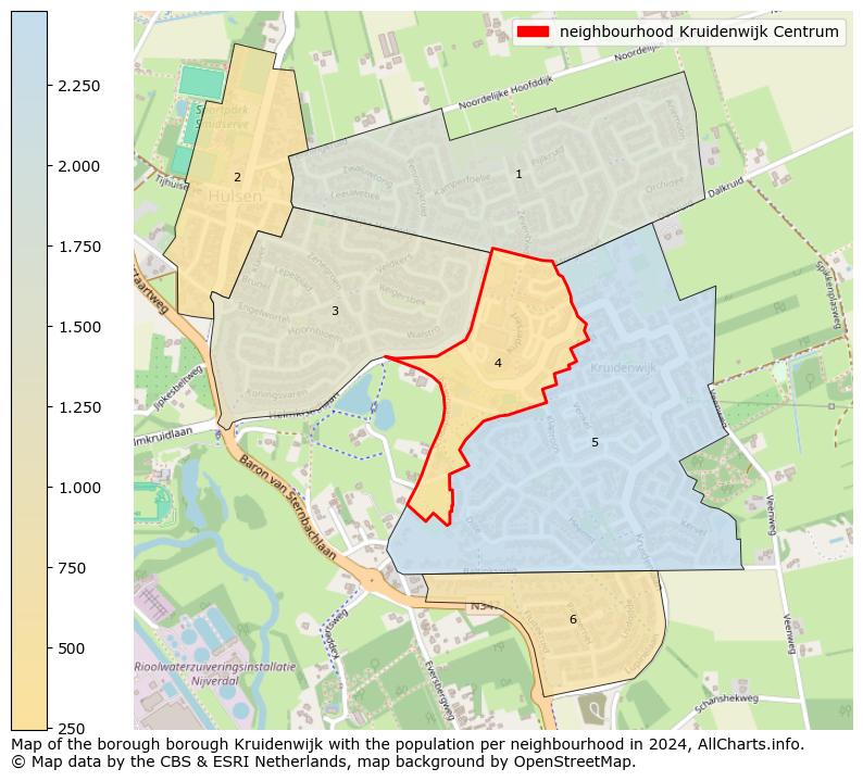 Image of the neighbourhood Kruidenwijk Centrum at the map. This image is used as introduction to this page. This page shows a lot of information about the population in the neighbourhood Kruidenwijk Centrum (such as the distribution by age groups of the residents, the composition of households, whether inhabitants are natives or Dutch with an immigration background, data about the houses (numbers, types, price development, use, type of property, ...) and more (car ownership, energy consumption, ...) based on open data from the Dutch Central Bureau of Statistics and various other sources!