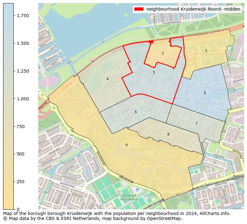 Image of the neighbourhood Kruidenwijk Noord- midden at the map. This image is used as introduction to this page. This page shows a lot of information about the population in the neighbourhood Kruidenwijk Noord- midden (such as the distribution by age groups of the residents, the composition of households, whether inhabitants are natives or Dutch with an immigration background, data about the houses (numbers, types, price development, use, type of property, ...) and more (car ownership, energy consumption, ...) based on open data from the Dutch Central Bureau of Statistics and various other sources!