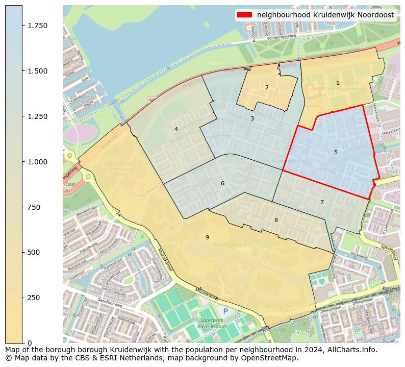 Image of the neighbourhood Kruidenwijk Noordoost at the map. This image is used as introduction to this page. This page shows a lot of information about the population in the neighbourhood Kruidenwijk Noordoost (such as the distribution by age groups of the residents, the composition of households, whether inhabitants are natives or Dutch with an immigration background, data about the houses (numbers, types, price development, use, type of property, ...) and more (car ownership, energy consumption, ...) based on open data from the Dutch Central Bureau of Statistics and various other sources!