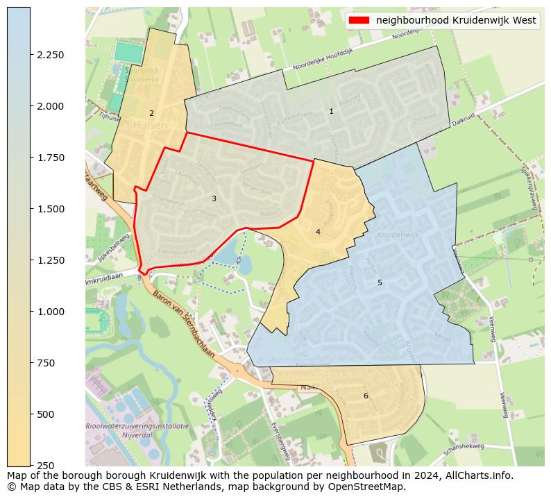 Image of the neighbourhood Kruidenwijk West at the map. This image is used as introduction to this page. This page shows a lot of information about the population in the neighbourhood Kruidenwijk West (such as the distribution by age groups of the residents, the composition of households, whether inhabitants are natives or Dutch with an immigration background, data about the houses (numbers, types, price development, use, type of property, ...) and more (car ownership, energy consumption, ...) based on open data from the Dutch Central Bureau of Statistics and various other sources!