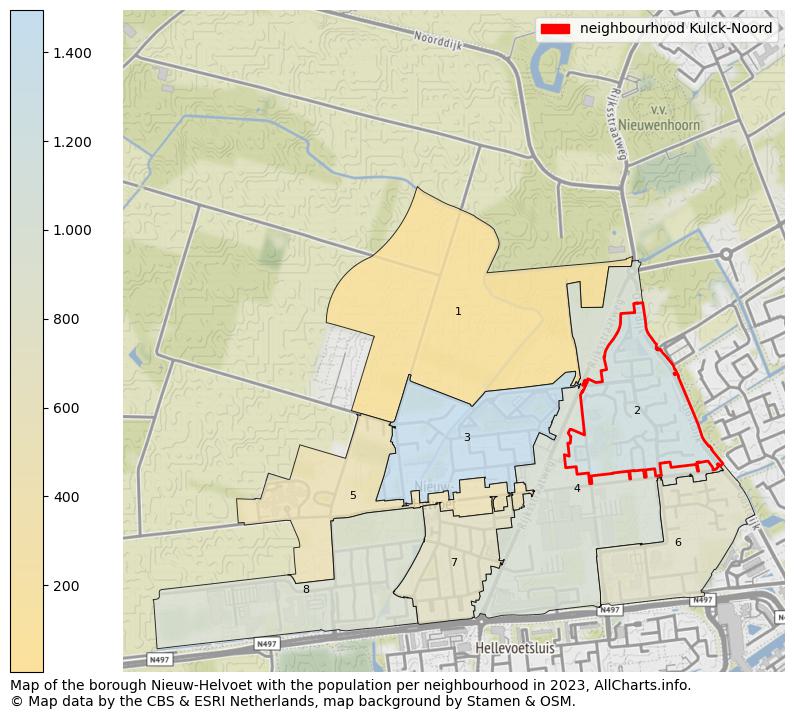 Map of the borough Nieuw-Helvoet with the population per neighbourhood in 2023. This page shows a lot of information about residents (such as the distribution by age groups, family composition, gender, native or Dutch with an immigration background, ...), homes (numbers, types, price development, use, type of property, ...) and more (car ownership, energy consumption, ...) based on open data from the Dutch Central Bureau of Statistics and various other sources!