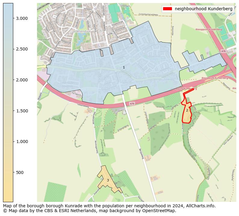 Image of the neighbourhood Kunderberg at the map. This image is used as introduction to this page. This page shows a lot of information about the population in the neighbourhood Kunderberg (such as the distribution by age groups of the residents, the composition of households, whether inhabitants are natives or Dutch with an immigration background, data about the houses (numbers, types, price development, use, type of property, ...) and more (car ownership, energy consumption, ...) based on open data from the Dutch Central Bureau of Statistics and various other sources!