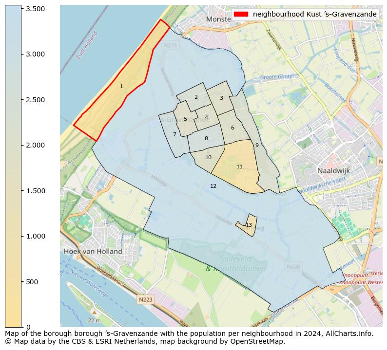 Image of the neighbourhood Kust ’s-Gravenzande at the map. This image is used as introduction to this page. This page shows a lot of information about the population in the neighbourhood Kust ’s-Gravenzande (such as the distribution by age groups of the residents, the composition of households, whether inhabitants are natives or Dutch with an immigration background, data about the houses (numbers, types, price development, use, type of property, ...) and more (car ownership, energy consumption, ...) based on open data from the Dutch Central Bureau of Statistics and various other sources!