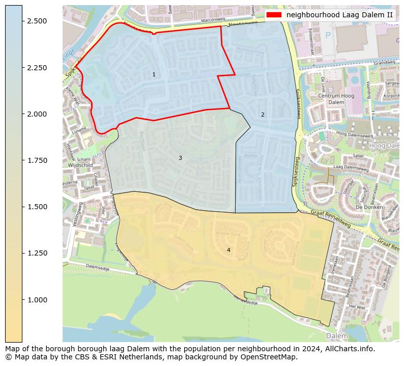 Image of the neighbourhood Laag Dalem II at the map. This image is used as introduction to this page. This page shows a lot of information about the population in the neighbourhood Laag Dalem II (such as the distribution by age groups of the residents, the composition of households, whether inhabitants are natives or Dutch with an immigration background, data about the houses (numbers, types, price development, use, type of property, ...) and more (car ownership, energy consumption, ...) based on open data from the Dutch Central Bureau of Statistics and various other sources!