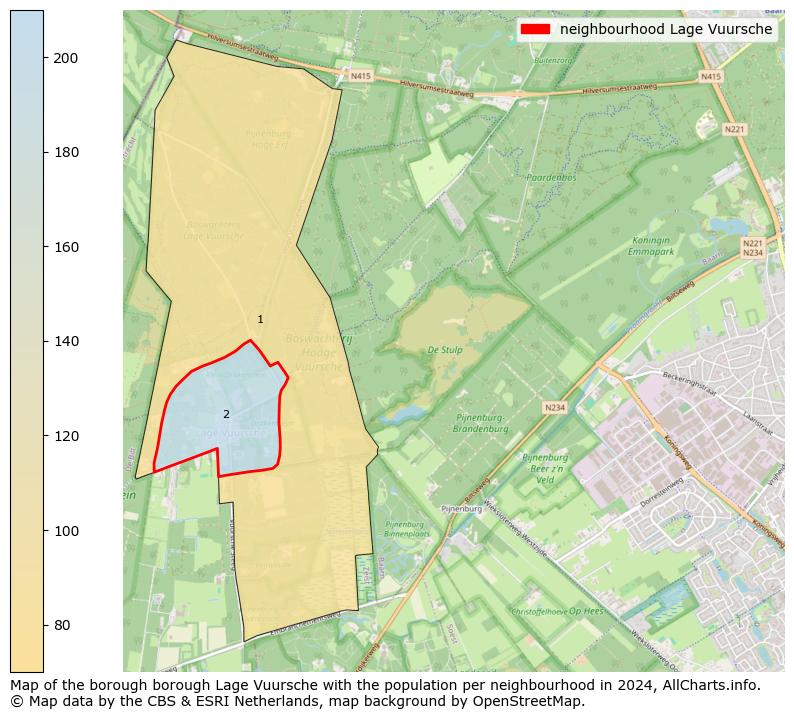 Image of the neighbourhood Lage Vuursche at the map. This image is used as introduction to this page. This page shows a lot of information about the population in the neighbourhood Lage Vuursche (such as the distribution by age groups of the residents, the composition of households, whether inhabitants are natives or Dutch with an immigration background, data about the houses (numbers, types, price development, use, type of property, ...) and more (car ownership, energy consumption, ...) based on open data from the Dutch Central Bureau of Statistics and various other sources!