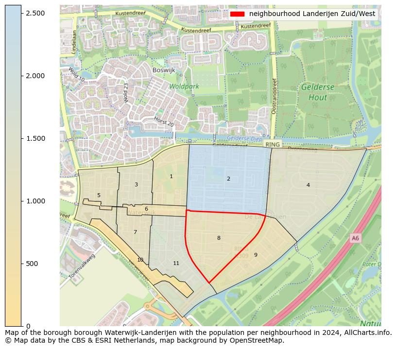 Image of the neighbourhood Landerijen Zuid/West at the map. This image is used as introduction to this page. This page shows a lot of information about the population in the neighbourhood Landerijen Zuid/West (such as the distribution by age groups of the residents, the composition of households, whether inhabitants are natives or Dutch with an immigration background, data about the houses (numbers, types, price development, use, type of property, ...) and more (car ownership, energy consumption, ...) based on open data from the Dutch Central Bureau of Statistics and various other sources!