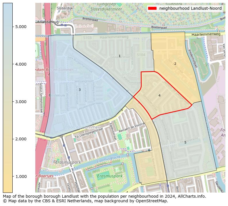 Image of the neighbourhood Landlust-Noord at the map. This image is used as introduction to this page. This page shows a lot of information about the population in the neighbourhood Landlust-Noord (such as the distribution by age groups of the residents, the composition of households, whether inhabitants are natives or Dutch with an immigration background, data about the houses (numbers, types, price development, use, type of property, ...) and more (car ownership, energy consumption, ...) based on open data from the Dutch Central Bureau of Statistics and various other sources!