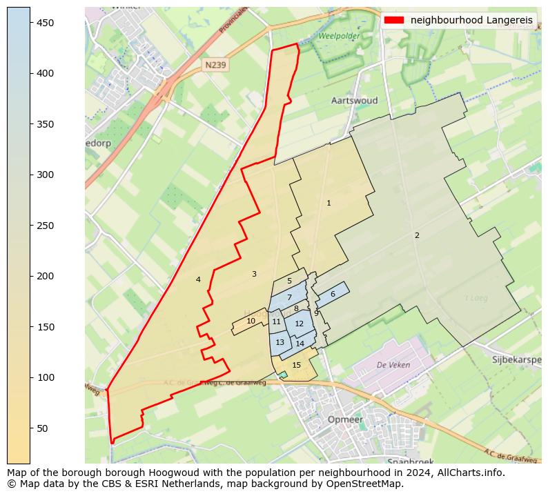 Image of the neighbourhood Langereis at the map. This image is used as introduction to this page. This page shows a lot of information about the population in the neighbourhood Langereis (such as the distribution by age groups of the residents, the composition of households, whether inhabitants are natives or Dutch with an immigration background, data about the houses (numbers, types, price development, use, type of property, ...) and more (car ownership, energy consumption, ...) based on open data from the Dutch Central Bureau of Statistics and various other sources!