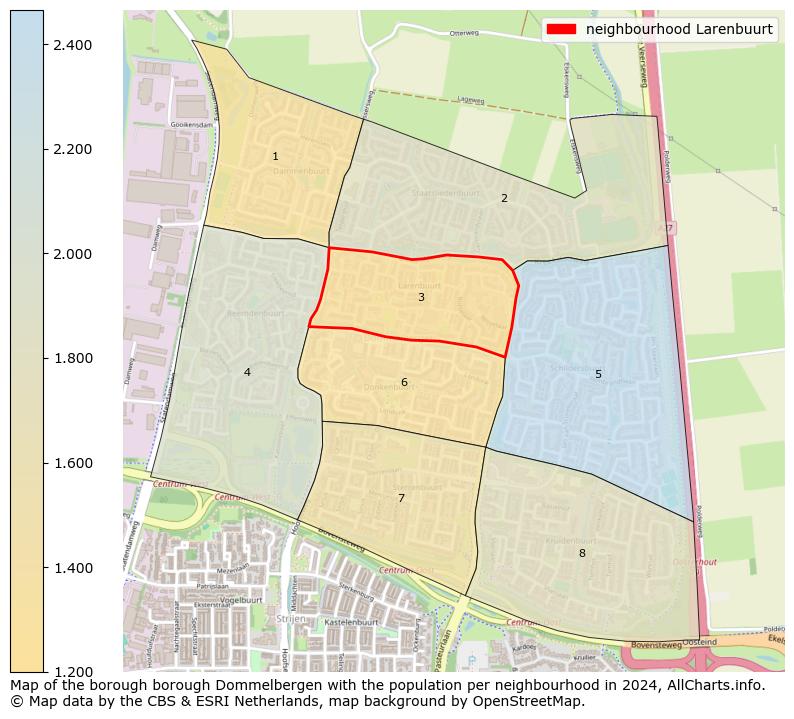 Image of the neighbourhood Larenbuurt at the map. This image is used as introduction to this page. This page shows a lot of information about the population in the neighbourhood Larenbuurt (such as the distribution by age groups of the residents, the composition of households, whether inhabitants are natives or Dutch with an immigration background, data about the houses (numbers, types, price development, use, type of property, ...) and more (car ownership, energy consumption, ...) based on open data from the Dutch Central Bureau of Statistics and various other sources!