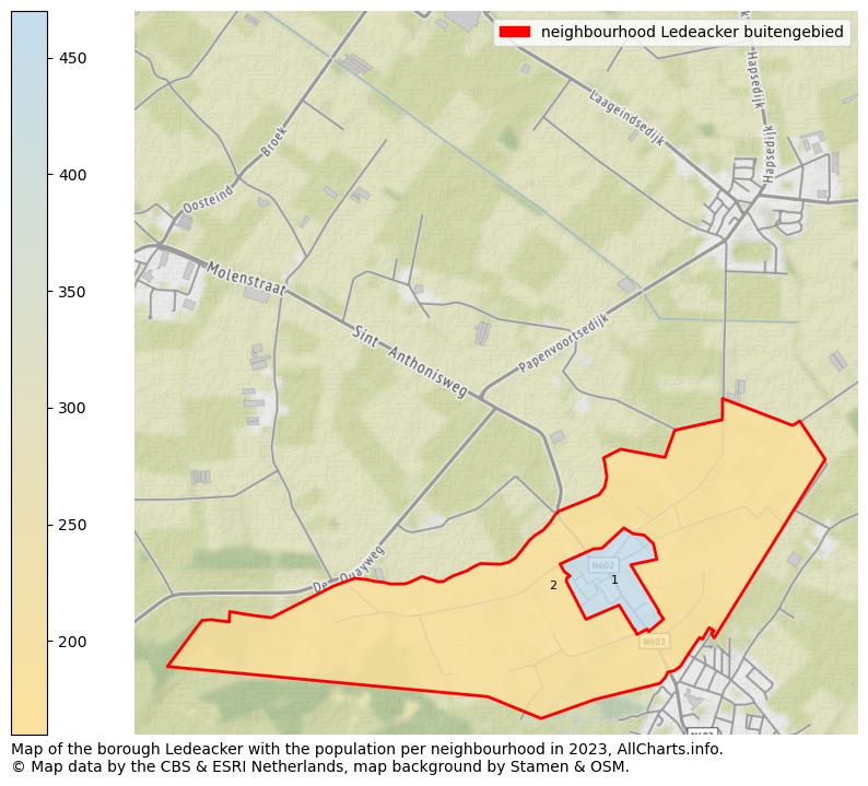 Map of the borough Ledeacker with the population per neighbourhood in 2023. This page shows a lot of information about residents (such as the distribution by age groups, family composition, gender, native or Dutch with an immigration background, ...), homes (numbers, types, price development, use, type of property, ...) and more (car ownership, energy consumption, ...) based on open data from the Dutch Central Bureau of Statistics and various other sources!