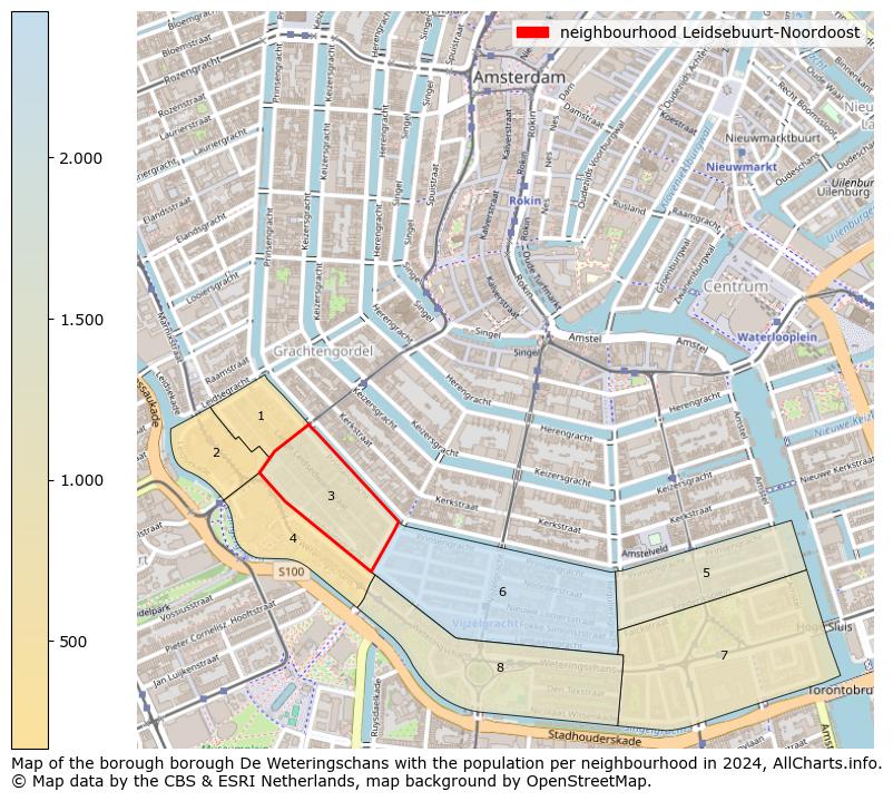 Image of the neighbourhood Leidsebuurt-Noordoost at the map. This image is used as introduction to this page. This page shows a lot of information about the population in the neighbourhood Leidsebuurt-Noordoost (such as the distribution by age groups of the residents, the composition of households, whether inhabitants are natives or Dutch with an immigration background, data about the houses (numbers, types, price development, use, type of property, ...) and more (car ownership, energy consumption, ...) based on open data from the Dutch Central Bureau of Statistics and various other sources!