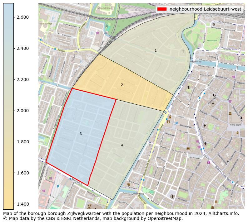 Image of the neighbourhood Leidsebuurt-west at the map. This image is used as introduction to this page. This page shows a lot of information about the population in the neighbourhood Leidsebuurt-west (such as the distribution by age groups of the residents, the composition of households, whether inhabitants are natives or Dutch with an immigration background, data about the houses (numbers, types, price development, use, type of property, ...) and more (car ownership, energy consumption, ...) based on open data from the Dutch Central Bureau of Statistics and various other sources!