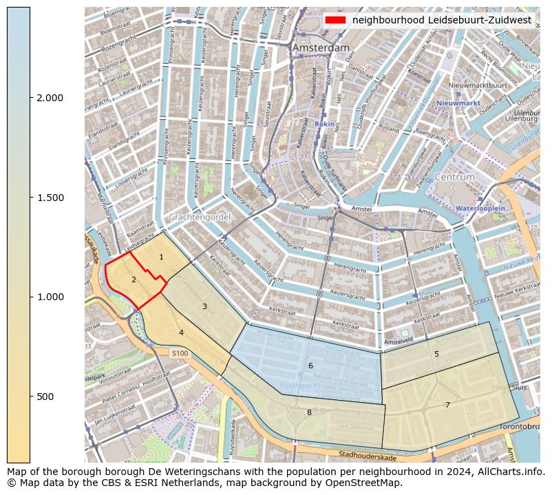 Image of the neighbourhood Leidsebuurt-Zuidwest at the map. This image is used as introduction to this page. This page shows a lot of information about the population in the neighbourhood Leidsebuurt-Zuidwest (such as the distribution by age groups of the residents, the composition of households, whether inhabitants are natives or Dutch with an immigration background, data about the houses (numbers, types, price development, use, type of property, ...) and more (car ownership, energy consumption, ...) based on open data from the Dutch Central Bureau of Statistics and various other sources!