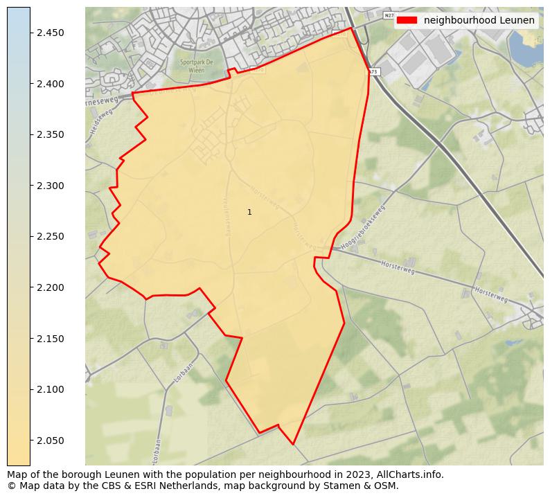 Map of the borough Leunen with the population per neighbourhood in 2023. This page shows a lot of information about residents (such as the distribution by age groups, family composition, gender, native or Dutch with an immigration background, ...), homes (numbers, types, price development, use, type of property, ...) and more (car ownership, energy consumption, ...) based on open data from the Dutch Central Bureau of Statistics and various other sources!