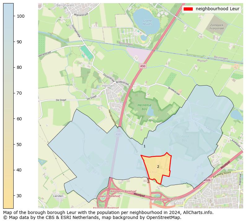 Image of the neighbourhood Leur at the map. This image is used as introduction to this page. This page shows a lot of information about the population in the neighbourhood Leur (such as the distribution by age groups of the residents, the composition of households, whether inhabitants are natives or Dutch with an immigration background, data about the houses (numbers, types, price development, use, type of property, ...) and more (car ownership, energy consumption, ...) based on open data from the Dutch Central Bureau of Statistics and various other sources!