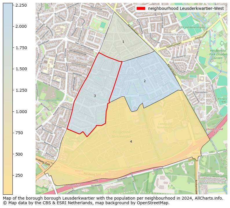 Image of the neighbourhood Leusderkwartier-West at the map. This image is used as introduction to this page. This page shows a lot of information about the population in the neighbourhood Leusderkwartier-West (such as the distribution by age groups of the residents, the composition of households, whether inhabitants are natives or Dutch with an immigration background, data about the houses (numbers, types, price development, use, type of property, ...) and more (car ownership, energy consumption, ...) based on open data from the Dutch Central Bureau of Statistics and various other sources!