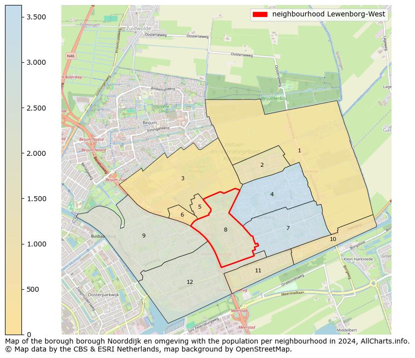 Image of the neighbourhood Lewenborg-West at the map. This image is used as introduction to this page. This page shows a lot of information about the population in the neighbourhood Lewenborg-West (such as the distribution by age groups of the residents, the composition of households, whether inhabitants are natives or Dutch with an immigration background, data about the houses (numbers, types, price development, use, type of property, ...) and more (car ownership, energy consumption, ...) based on open data from the Dutch Central Bureau of Statistics and various other sources!