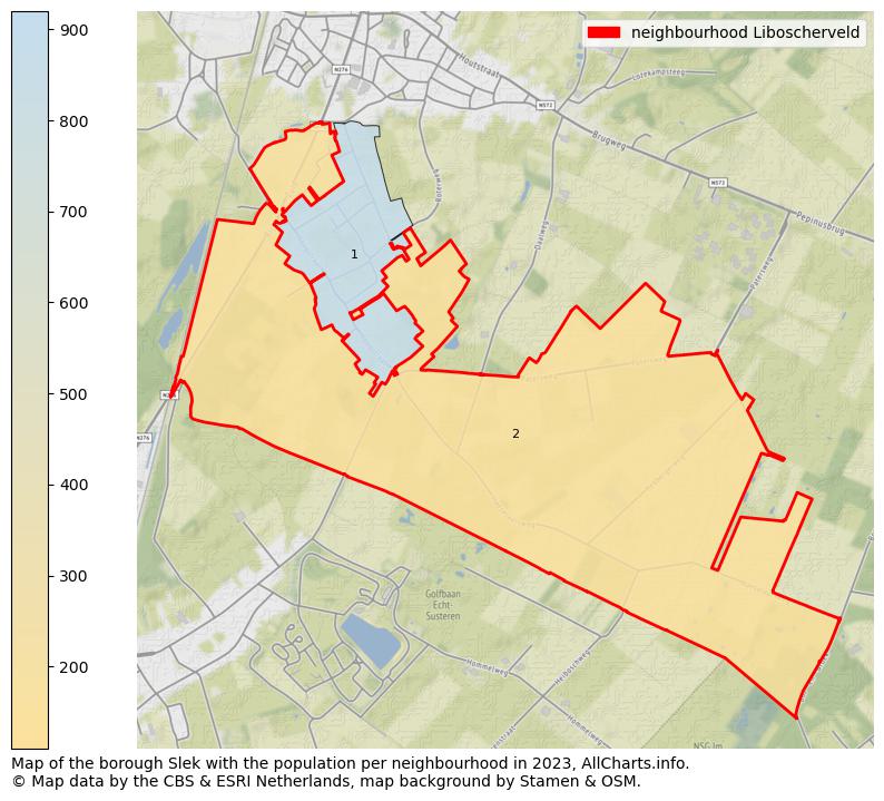 Map of the borough Slek with the population per neighbourhood in 2023. This page shows a lot of information about residents (such as the distribution by age groups, family composition, gender, native or Dutch with an immigration background, ...), homes (numbers, types, price development, use, type of property, ...) and more (car ownership, energy consumption, ...) based on open data from the Dutch Central Bureau of Statistics and various other sources!