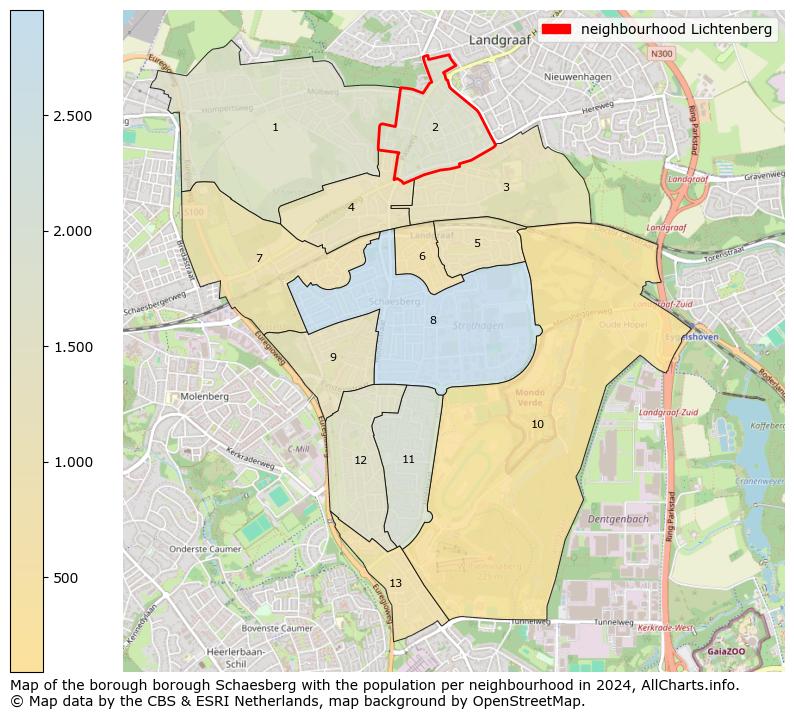 Image of the neighbourhood Lichtenberg at the map. This image is used as introduction to this page. This page shows a lot of information about the population in the neighbourhood Lichtenberg (such as the distribution by age groups of the residents, the composition of households, whether inhabitants are natives or Dutch with an immigration background, data about the houses (numbers, types, price development, use, type of property, ...) and more (car ownership, energy consumption, ...) based on open data from the Dutch Central Bureau of Statistics and various other sources!