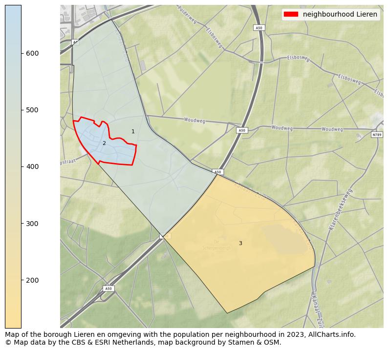 Map of the borough Lieren en omgeving with the population per neighbourhood in 2023. This page shows a lot of information about residents (such as the distribution by age groups, family composition, gender, native or Dutch with an immigration background, ...), homes (numbers, types, price development, use, type of property, ...) and more (car ownership, energy consumption, ...) based on open data from the Dutch Central Bureau of Statistics and various other sources!